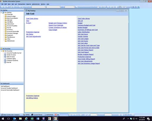 screenshot of Builder Information System